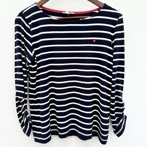 Jane and Delancey Nautical Boat Neck Long-sleeve Tee Stripped Navy White Small